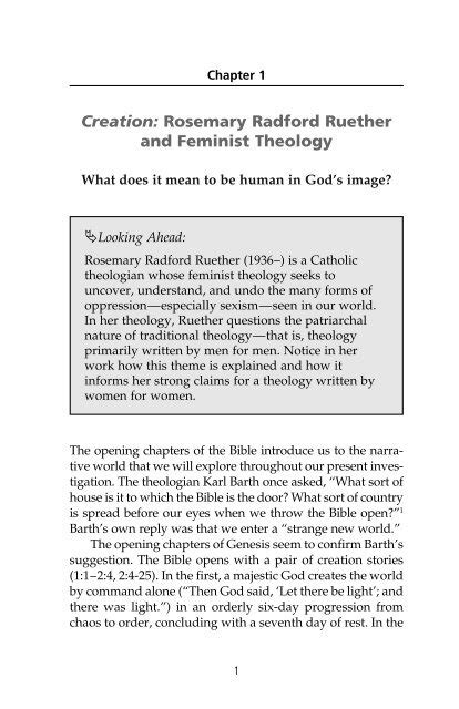 Creation Rosemary Radford Ruether And Feminist Theology