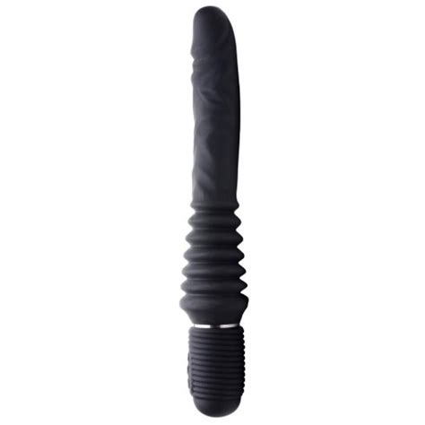 Master Series Vibrating And Thrusting Rechargeable Silicone Dildo Black