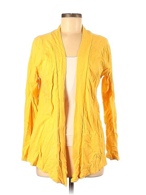 Sahalie Solid Color Block Colored Yellow Cardigan Size M 81 Off