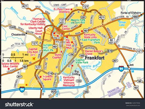 Frankfort Kentucky Area Map Stock Vector Royalty Free 163577036