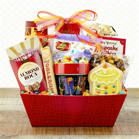 At ftd, our carefully curated gourmet gift baskets are filled with decadent chocolates, savory snacks, fresh fruit, and more. Happy Birthday Snack & Sweets Gift Basket by Gift Baskets Etc