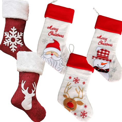 nepak 5 pack lovely christmas stockings snowman santa reindeer snowflake for xmas holiday party