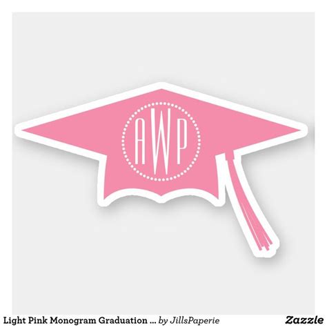 Light Pink Monogram Graduation Cap Sticker In 2020