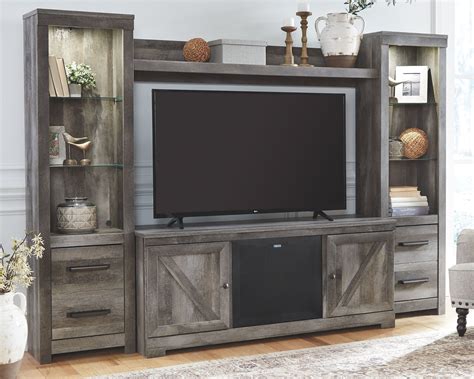 Wynnlow - Gray - Entertainment Center - LG TV Stand, 2 Piers, Bridge