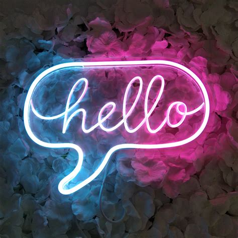 Hello Led Neon Sign With 3d Art Powered By Usb Neon Free Etsy