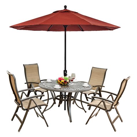 Phi villa 7 pcs patio dining set with umbrella (beige),6 swivel dining chair & 60x 38 rectangle metal table for 6 person with 13ft outdoor market umbrella (no base) $1,299.99. Outdoor 6 Piece Dining Set Patio Furniture of Folding ...