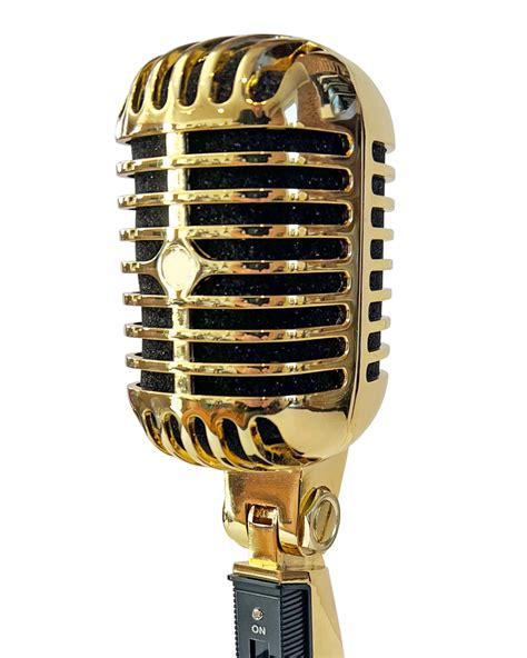 Gold Microphone Trophy Award Rockstar Real Metal Vintage Retro Micro