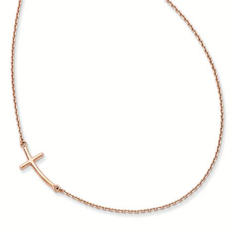 Sideways Crosses 14k Rose Gold Small Sideways Curved Cross Necklace