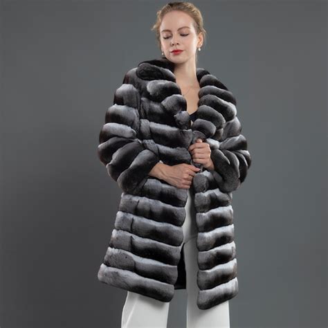 100 Real Rex Rabbit Chinchilla Fur Coat For Bold Girls™ Womens