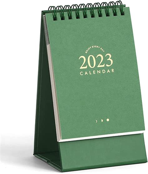 2023 Mini Masa Takvimi Aylık Flip Telli Takvim 16 cm x 9 4 cm Yeşil