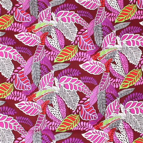 Purple Leaves Polyester Fabric African Print African Fabrics