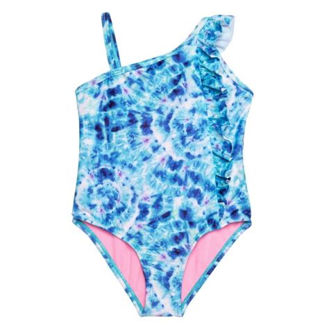 Kensie Girl Cheetah Madness Ruffle Upf 50 One Piece Beach Pool Swimsuit Blue 3t