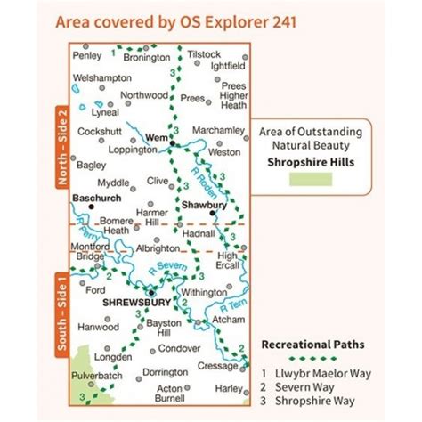 Os Explorer Map 241 Shrewsbury Including Wem Shawbury And Baschurch 1