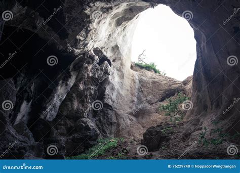 Large Hole In Dark Rocky Cave Stock Photo Image Of Caving Exploring