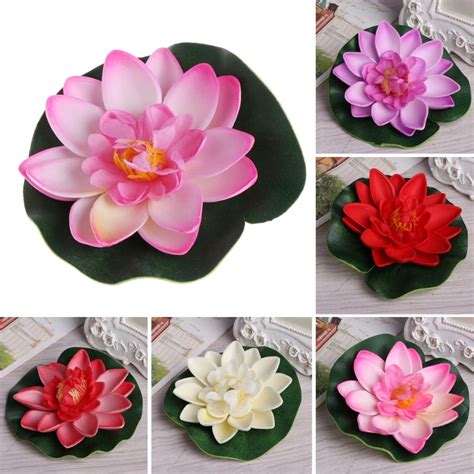 Artificial Fake Floating Flowers Lotus Water Lily Plants Garden Tank