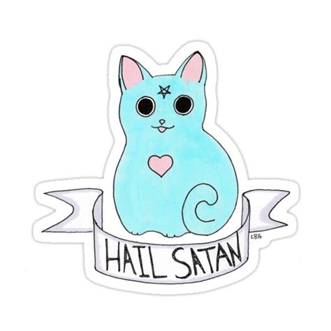 Hail Satan Cat Stickers By Kaliblack Redbubble