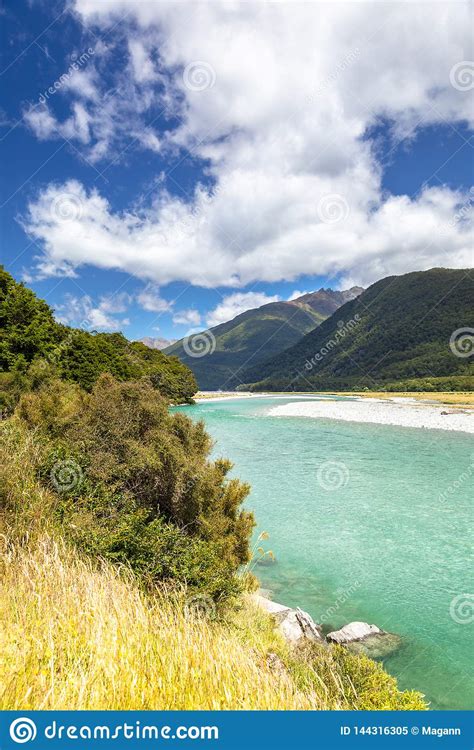 Haast River Landsborough Valley New Zealand Stock Image Image Of