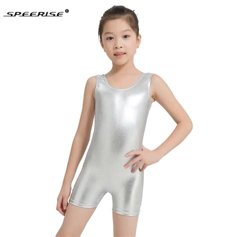 Speerise Lycra Spandex Girl Short Unitard Bodysuit Shiny Metallic