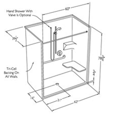 Standard showers usually include a shower door set in glass panels. Comfort Designs