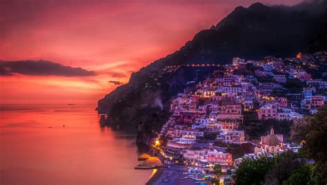 Man Made Positano Italy Town Light City Coast House Man Made Wallpaper