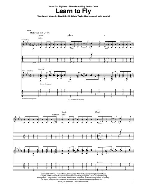Learn To Fly By Foo Fighters Guitar Tab Guitar Instructor