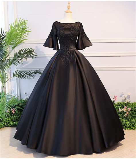 Luxury Black Flare Sleeve Princess Cosplay Wonderland Medieval Dress
