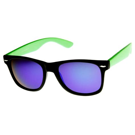 retro wayfarer two tone neon revo lens sunglasses zerouv
