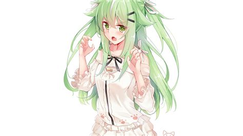 Desktop Wallpaper Cute Green Hair Anime Girl Original