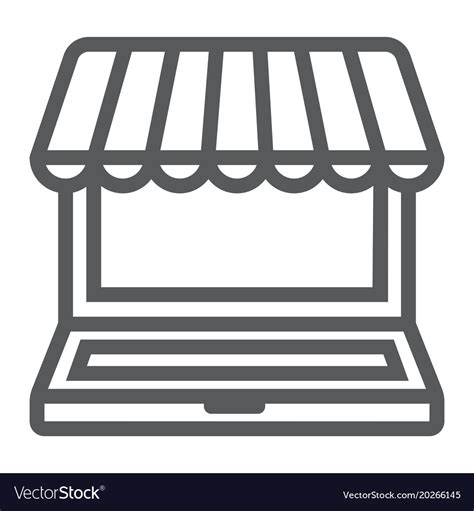 Marketplace Online Line Icon E Commerce Royalty Free Vector