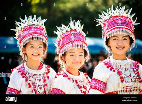 Hmong People At Their New Year Festival In Chiang Mai Thailand Stock
