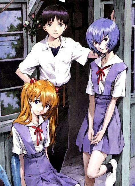 Asuka Shinji And Rei Evangelion Neon Genesis Evangelion Neon