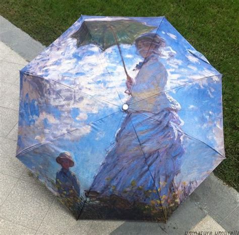 Claude Monet Famous Oil Painting Umbrella Woman Ultra Anti Uv Black