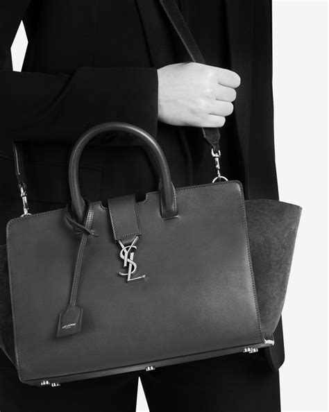 ‎saint Laurent ‎small Downtown Ysl Leather And Suede Cabas Bag In Hazel