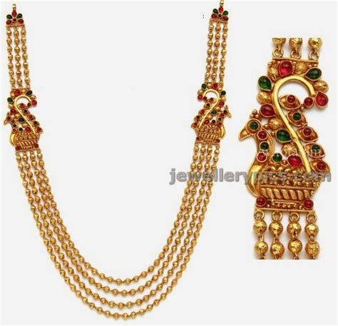 Totaram Gold Gundla Haram With Peacock Motif Jewelryyyyy