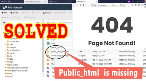 How To Fix 404 Page Not Found Error In My Website And Publichtml Missing