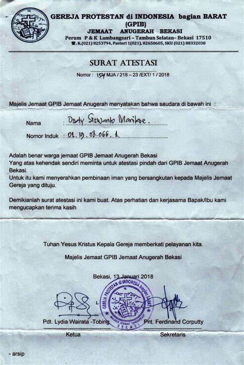 Agnez mo dan adam rosyadi dikabarkan sering. Contoh Surat Pernyataan Anggota Jemaat Gereja - Kumpulan ...