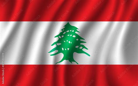 Vecteur Stock Lebanon Flag Waving Lebanese National Flag Background