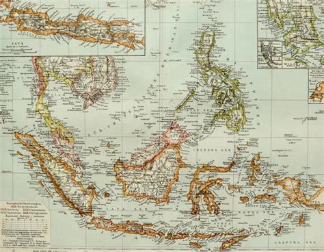 1895 Antique Map Of Indonesia Vietnam Philippines Malaysia Etsy