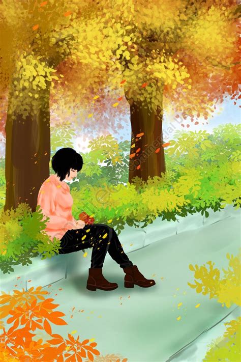 Fall Autumn Autumn Day Girl Under The Tree Fallen Leaves Trees