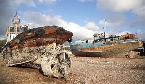Greece Hauls Abandoned Half Sunken Ships Out Of The Sea News Sports