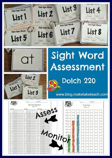 Dolch 220 Sight Word Assessment Make Take And Teach Teaching Sight