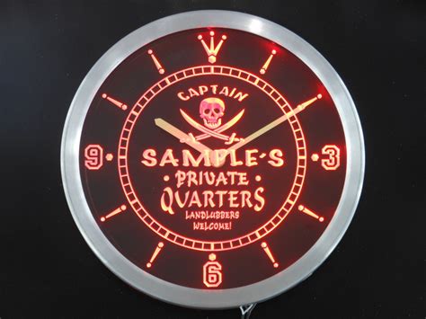 private quarters pirate personalized your name pub led clock [name personalized clock ncpw r