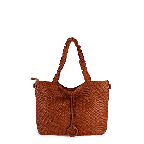 Braided Shoulder Bag In Genuine Leather Made In Italy