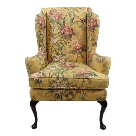 It is mounted on wooden frame and finished. Century Furniture Queen Anne Wingback Chair | Chairish