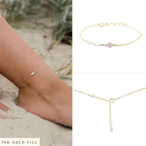 Freshwater Pearl Ankle Bracelet White Pearl Anklet White Etsy