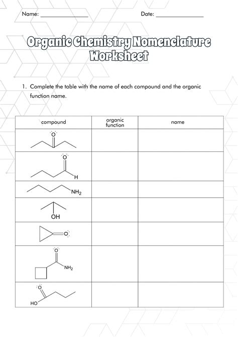 Naming Organic Compounds With Functional Groups Worksheet With Answers
