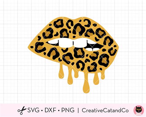 Leopard Print Dripping Lips Svg Sexy Lips Bite With Leopard Etsy