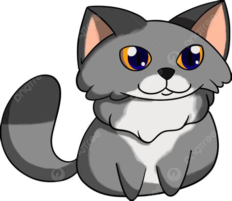 Cat Cartoon Grey Cat Cartoon Illustration Png And Vector With