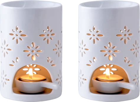 Amazon Com Essential Oil Burners Set Of Lovecasa Ceramic Wax Melt Burners White Aroma