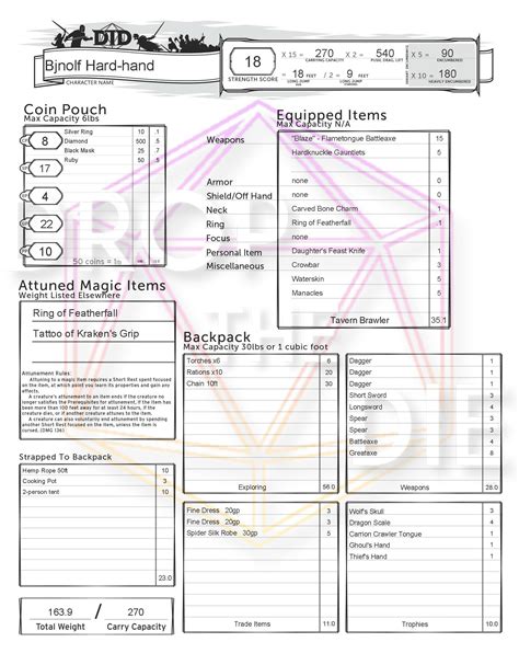5e Inventory and Equipment: Revisited - Dungeon Masters Guild